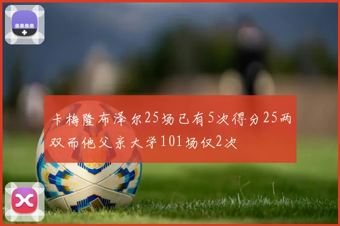 卡梅隆布泽尔25场已有5次得分25两双而他父亲大学101场仅2次
